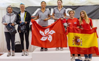 Tiffany Mak (ABC) and Emily Polson (RHKYC) won the championship of female under 17 at the 29er World Championships